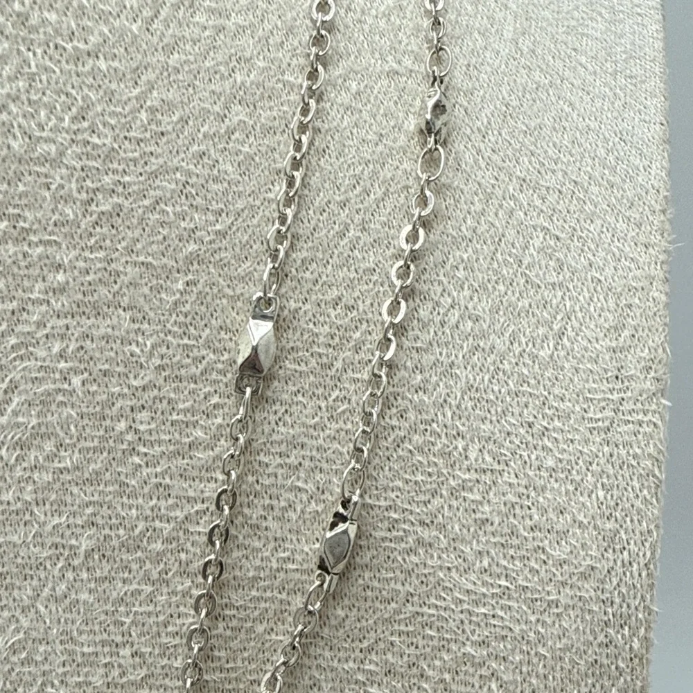 Vintage Monet Double Strand Silver Tone Marcasite With Black Glass 14-16